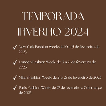 calendário fAshion weeks 2023!