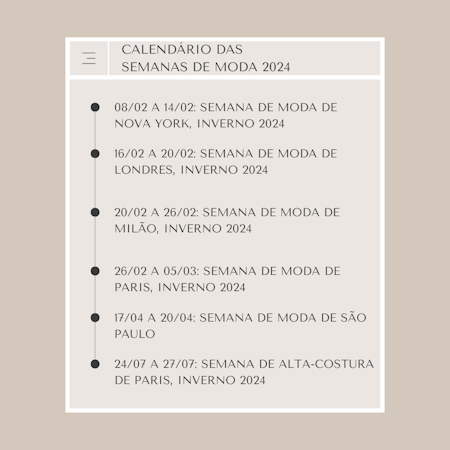 Calendário das Semanas de Moda de 2024