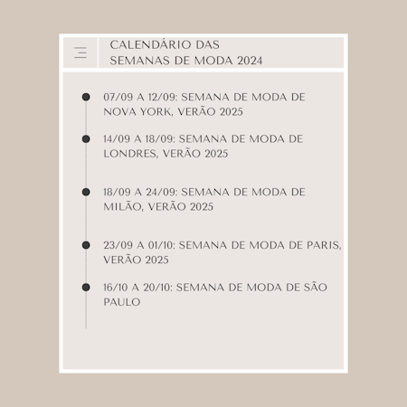 Calendário das Semanas de Moda de 2024